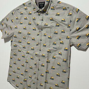 Alpha Beta Shirt Taco Truck Short Sleeve Button Summer Gray Men's size Medium